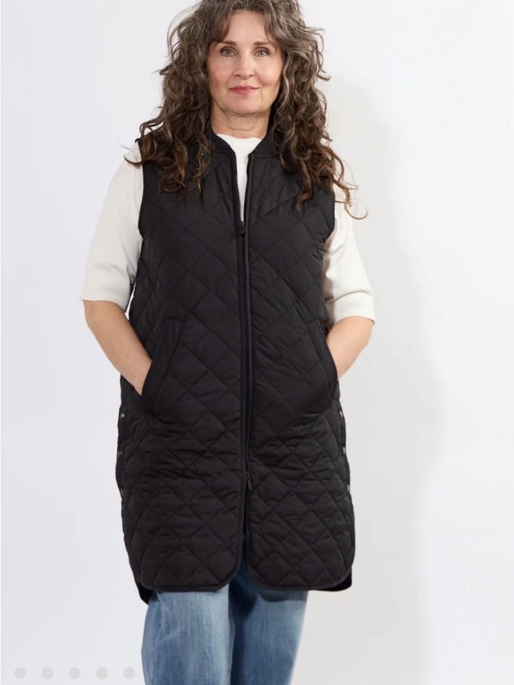 NWOT Ilse Jacobsen Black Quilted Long Puffer Vest